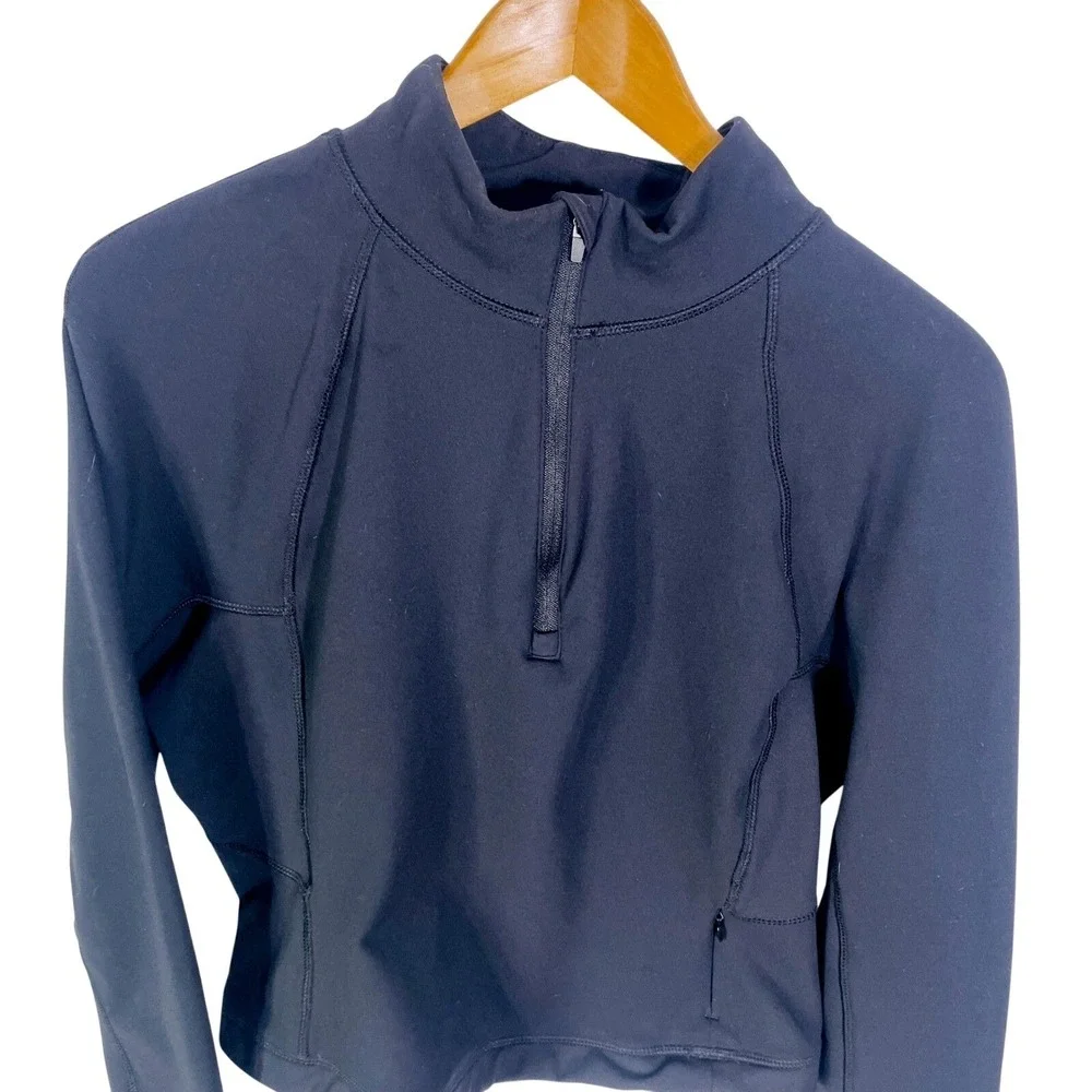 Yogalicious Compression Pullover Womens L Black Zip Gym Running Hiking Trail - Picture 7 of 16